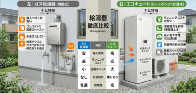 安いのはどっち？エコキュートとガス給湯器の導入費用を比較してみた