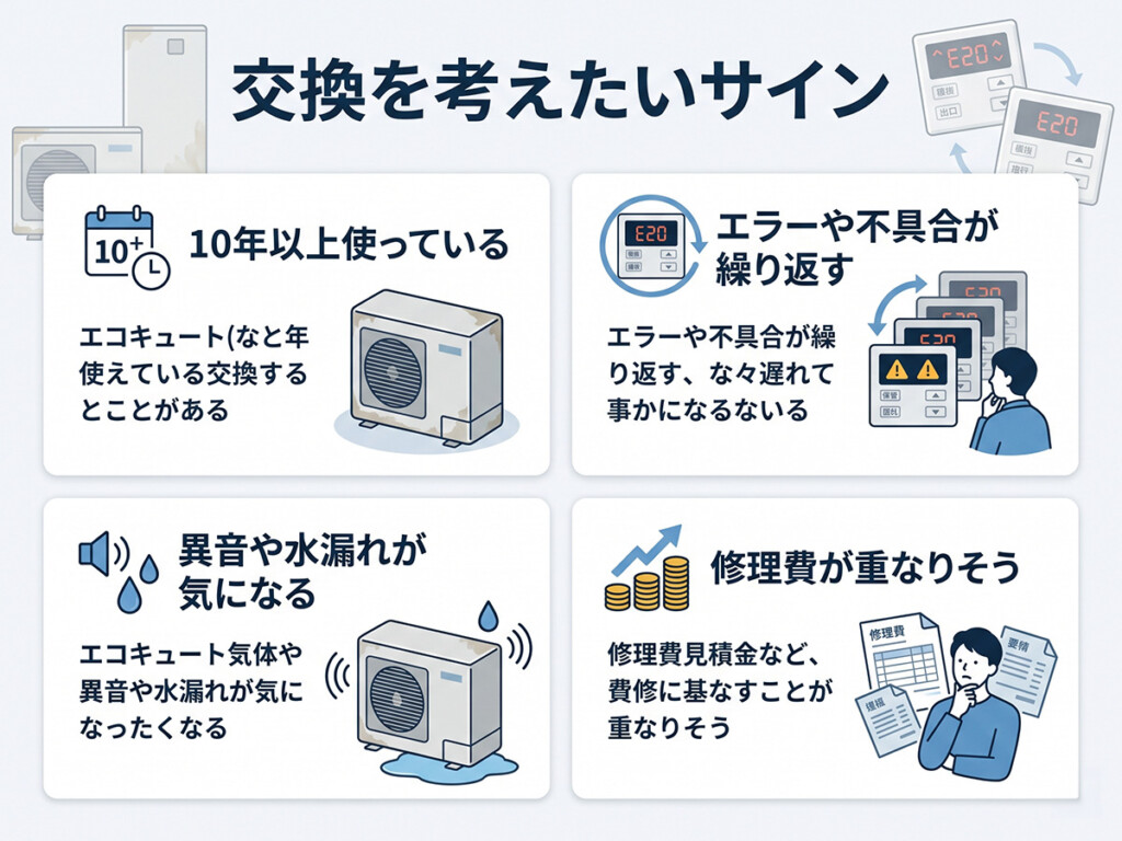 エコキュート交換を考えたいサインを整理した図解