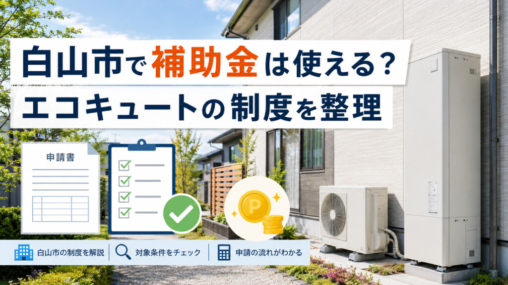 白山市でエコキュート補助金を確認する記事のアイキャッチイメージ