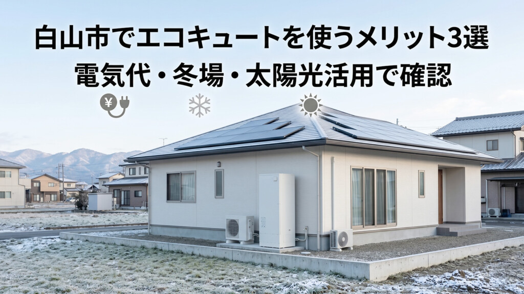 白山市でエコキュートを使うメリットとして電気代や冬場、太陽光活用を伝えるアイキャッチ画像