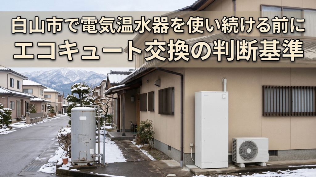 白山市で電気温水器を使い続ける前にエコキュート交換を検討する記事のアイキャッチ画像