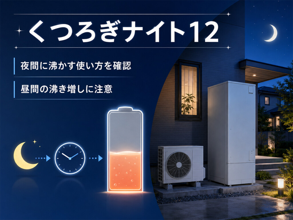 くつろぎナイト12でエコキュートを夜間に沸かす使い方を説明した図解