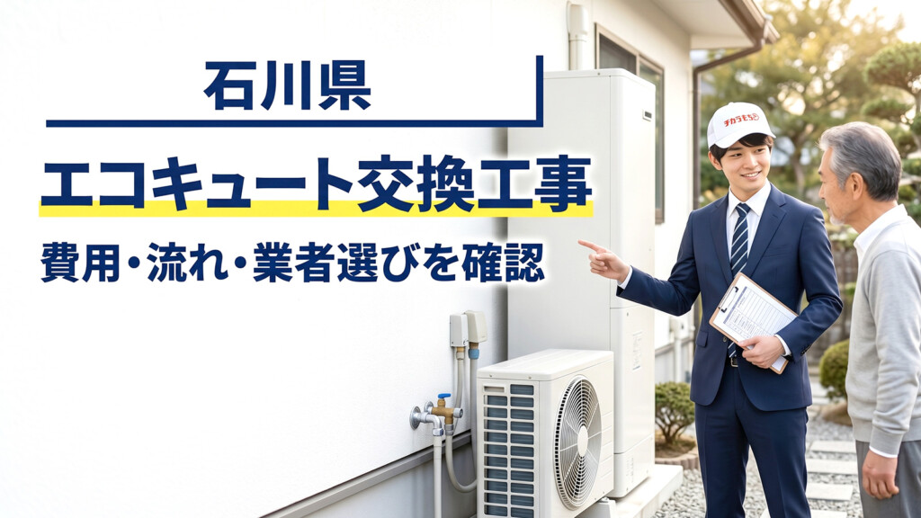 石川県でエコキュート交換工事の費用や流れ、業者選びを確認する記事のアイキャッチ画像