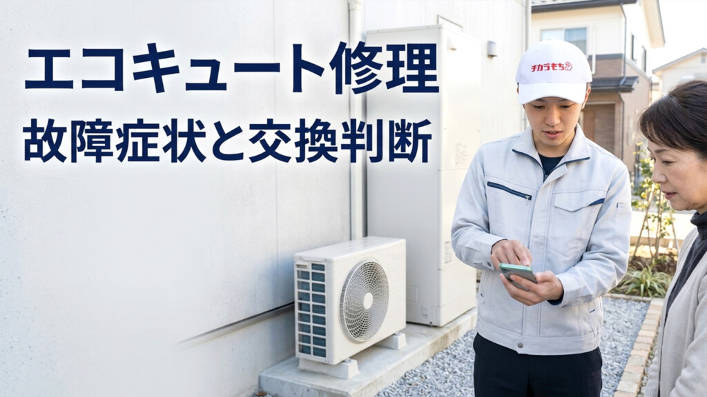 石川県でエコキュート修理や故障症状、交換判断の確認ポイントを解説する記事のアイキャッチ画像