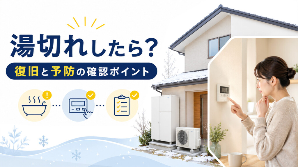 石川県でエコキュートの湯切れが起きた時の復旧方法と予防ポイントを解説するアイキャッチ画像
