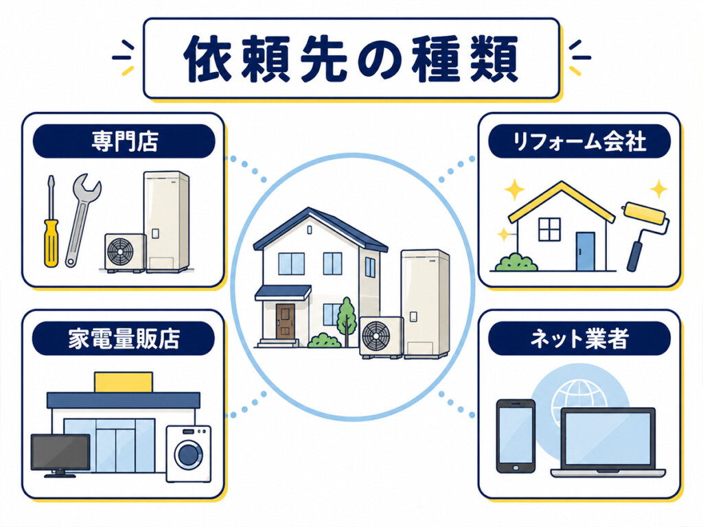 石川県でエコキュート交換を依頼できる業者の種類を比較する図解