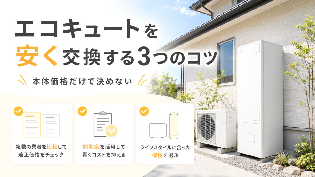 石川県でエコキュートを安く交換する3つのコツを解説するアイキャッチ画像