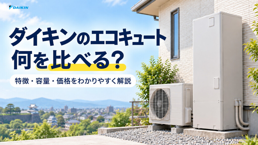 ダイキンのエコキュートの特徴・容量・価格を比較して選ぶポイントを紹介するイメージ