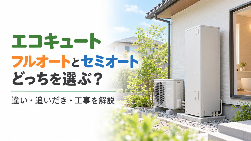 石川県でエコキュートのフルオートとセミオートの違いや選び方を解説するアイキャッチ画像