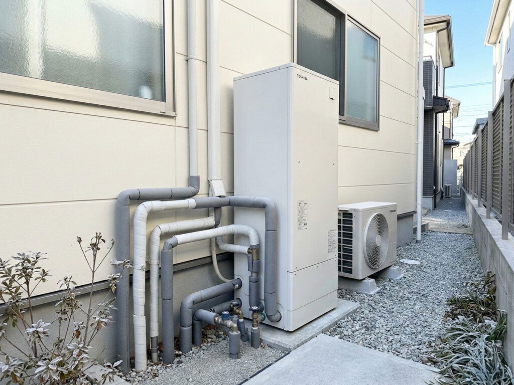 凍結しやすい設置環境が分かるエコキュート周辺