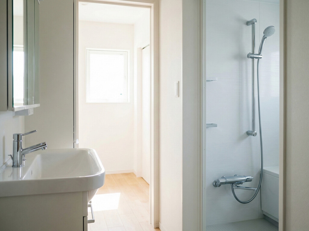 洗面所と浴室の水の出方を見比べるイメージ