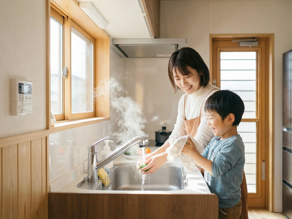 お湯を使う日常の暮らしをイメージした写真