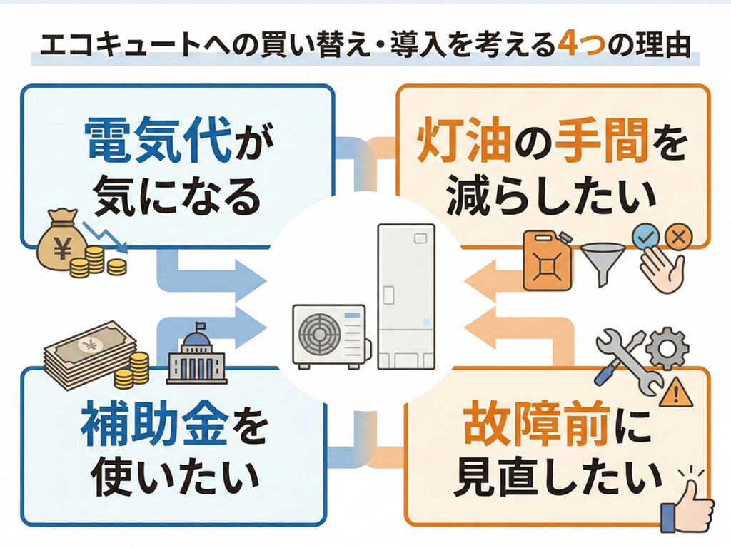 エコキュートを選ぶきっかけをまとめた図解