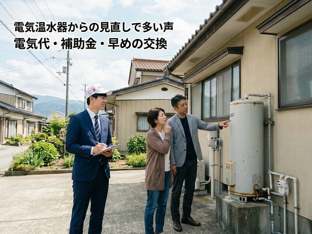 電気温水器からエコキュートへの交換を検討しているイメージ