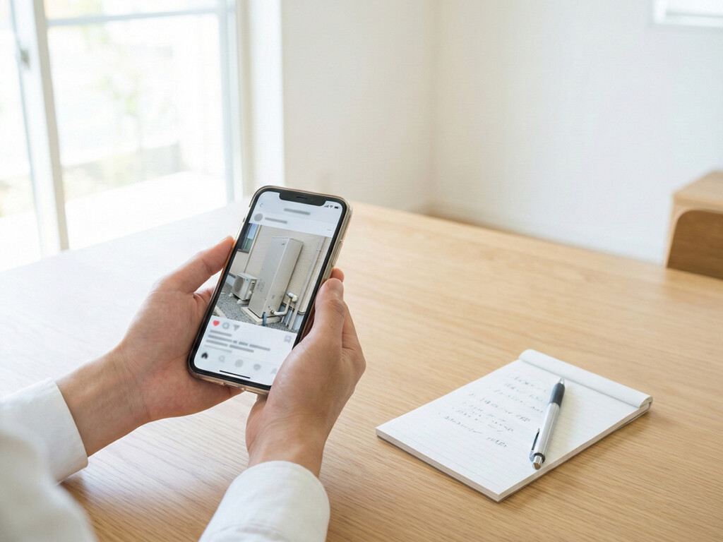 スマホとメモで状況を整理している様子