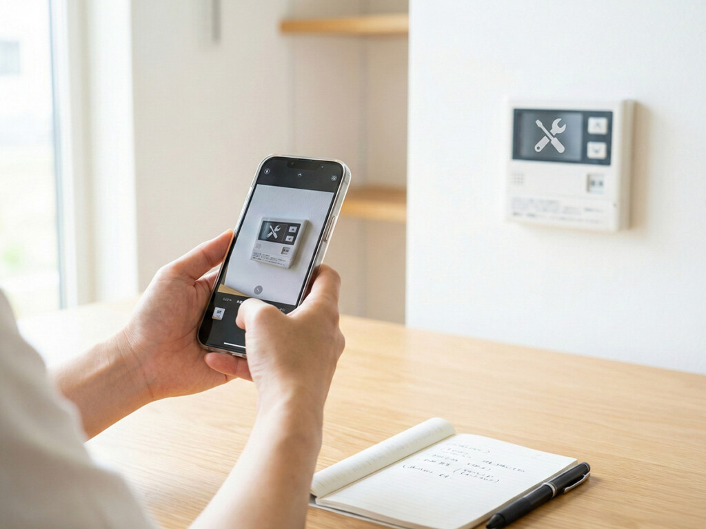 リモコン表示を撮影し、エラー内容を記録する手元