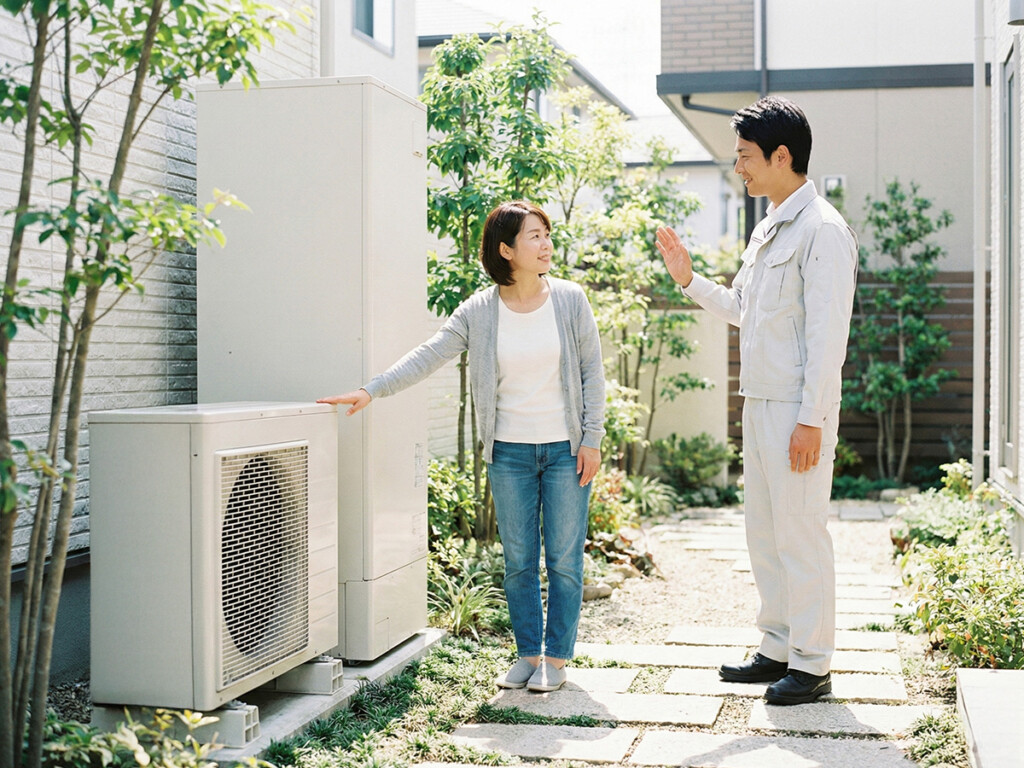 無理に触らず、作業員の説明を聞いている様子