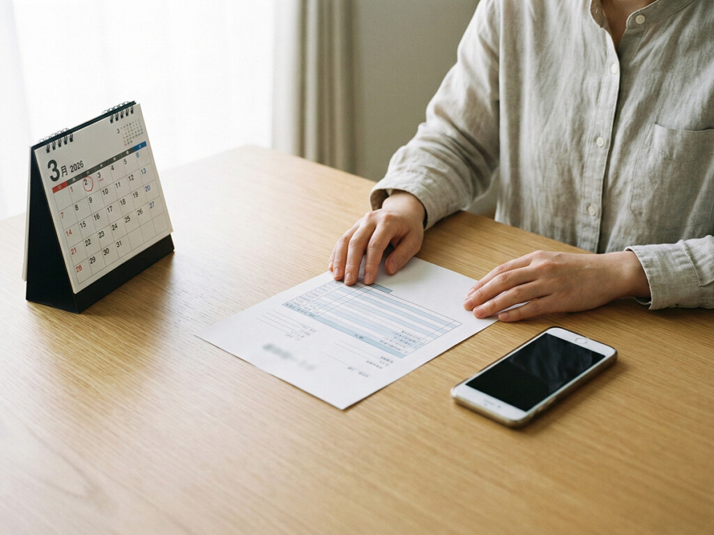 見積書とカレンダーを見ながら修理か交換か検討する手元