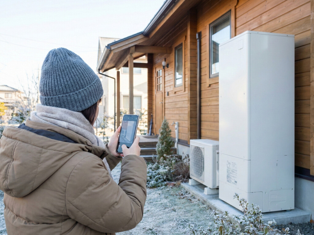 型番や設置状況をスマホで撮影して準備する様子