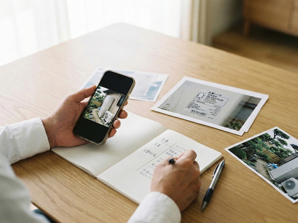 写真とメモで準備をしている手元