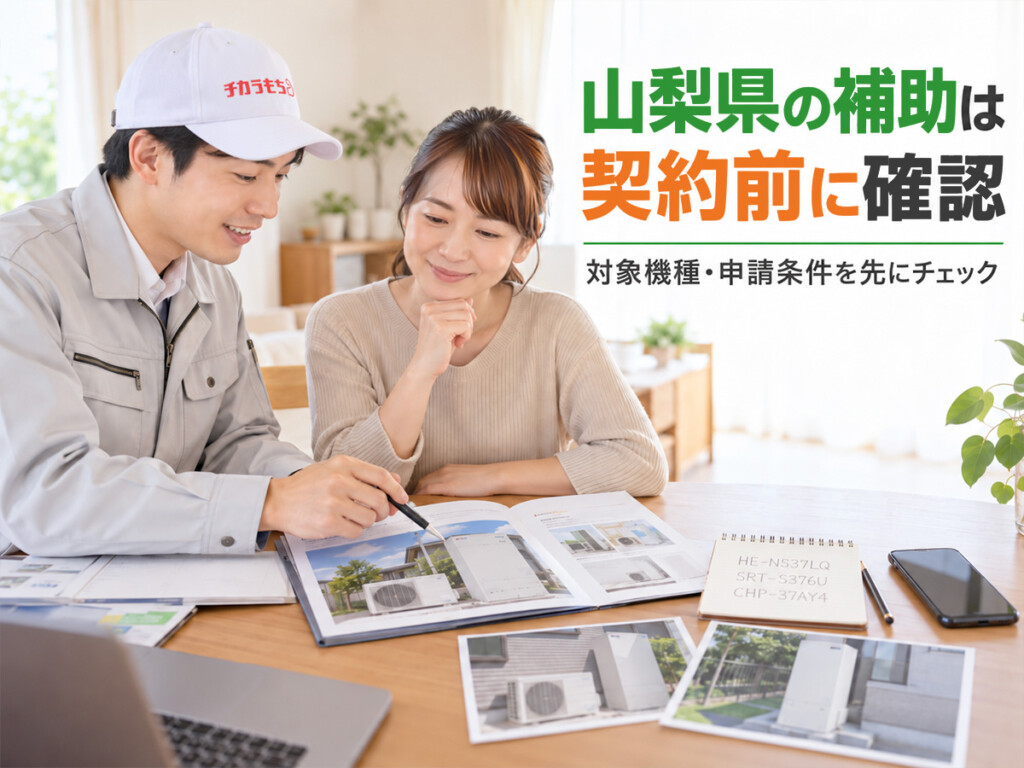 山梨県のエコキュート補助金は契約前に申請確認が必要なことを伝える案内画像