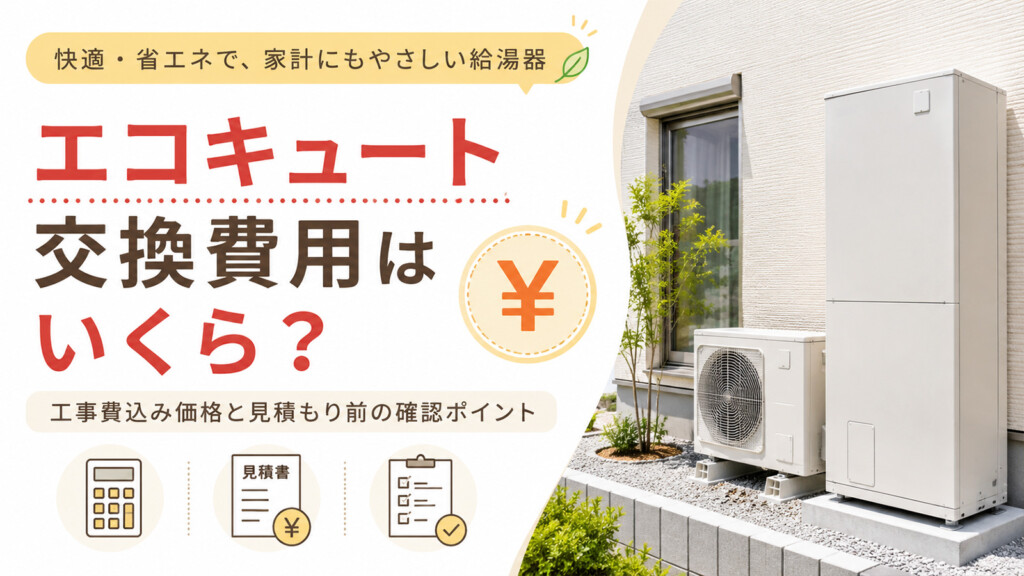 甲府市でエコキュート交換費用や工事費込み価格の目安を示すアイキャッチ