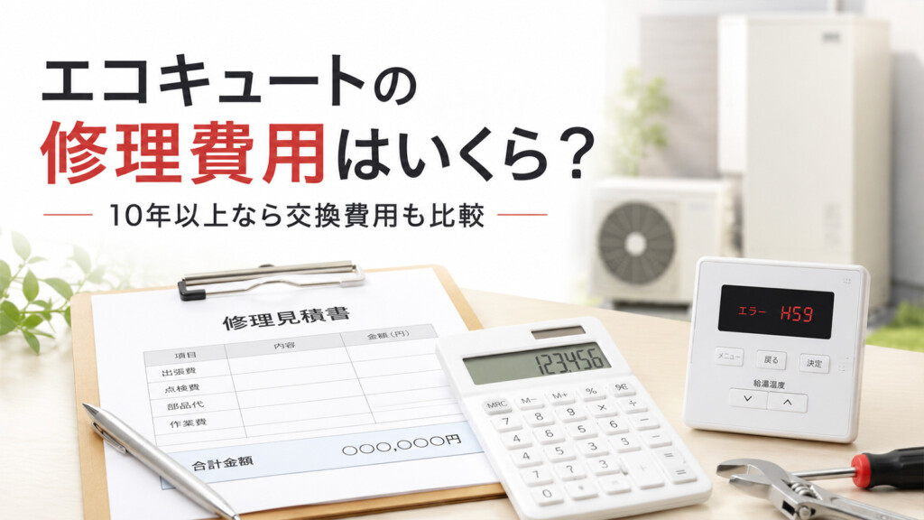 甲府市でエコキュートの修理費用と修理・交換の判断目安を確認するアイキャッチ