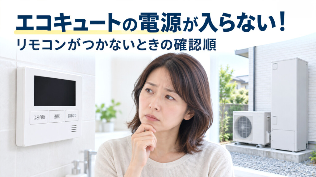 山梨県でエコキュートの電源が入らずリモコンが真っ暗なときの確認順を解説するアイキャッチ