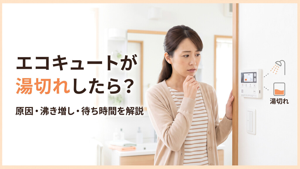 山梨県でエコキュートが湯切れしたときの原因と対処法を解説するアイキャッチ画像