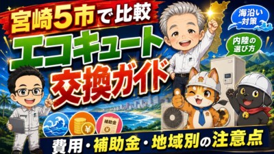 宮崎市・延岡市・日向市・日南市・小林市のエコキュート交換ガイド｜費用・補助金・地域別の注意点を解説