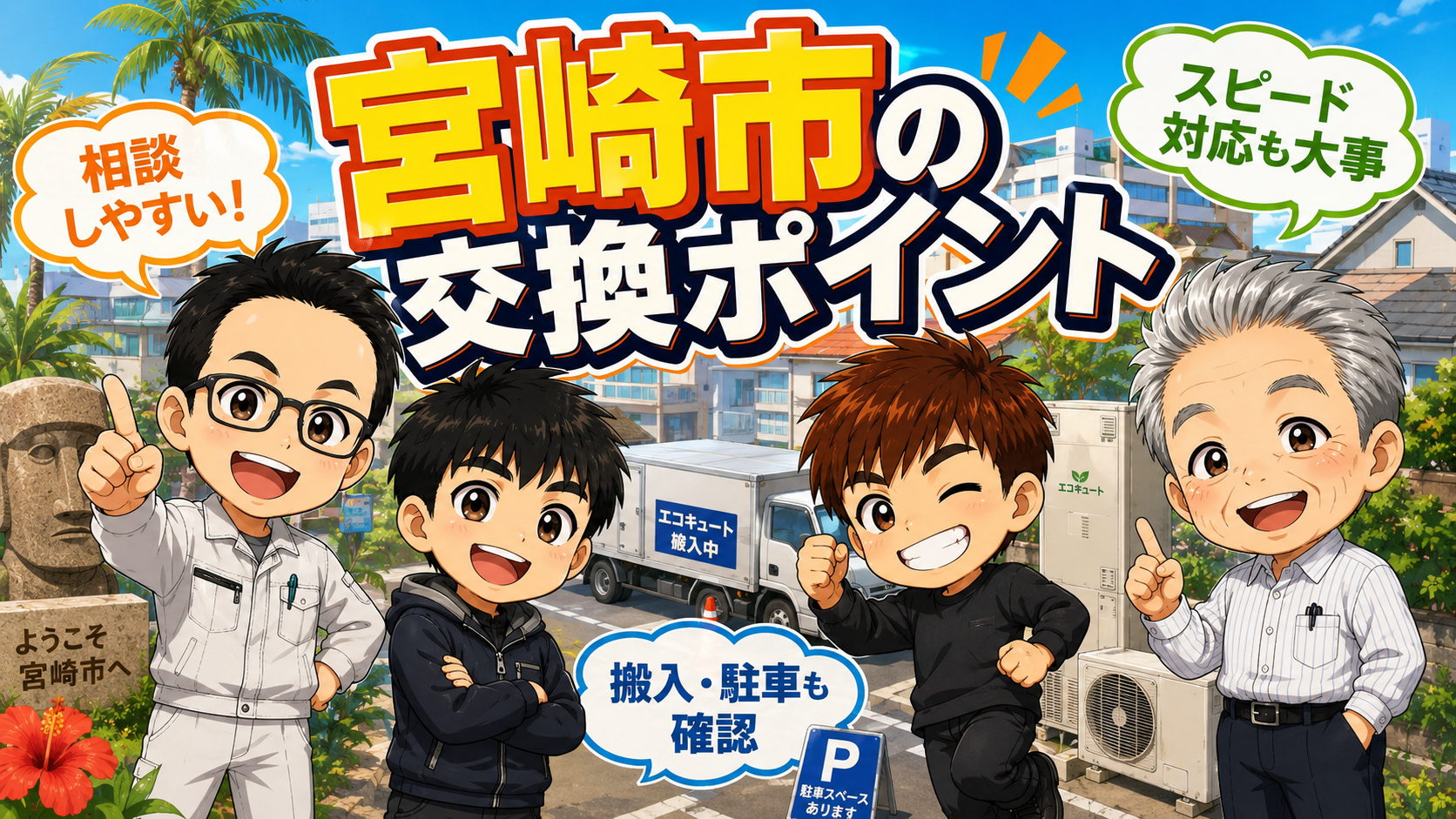 宮崎市でのエコキュート交換ポイントを説明するアイキャッチ画像