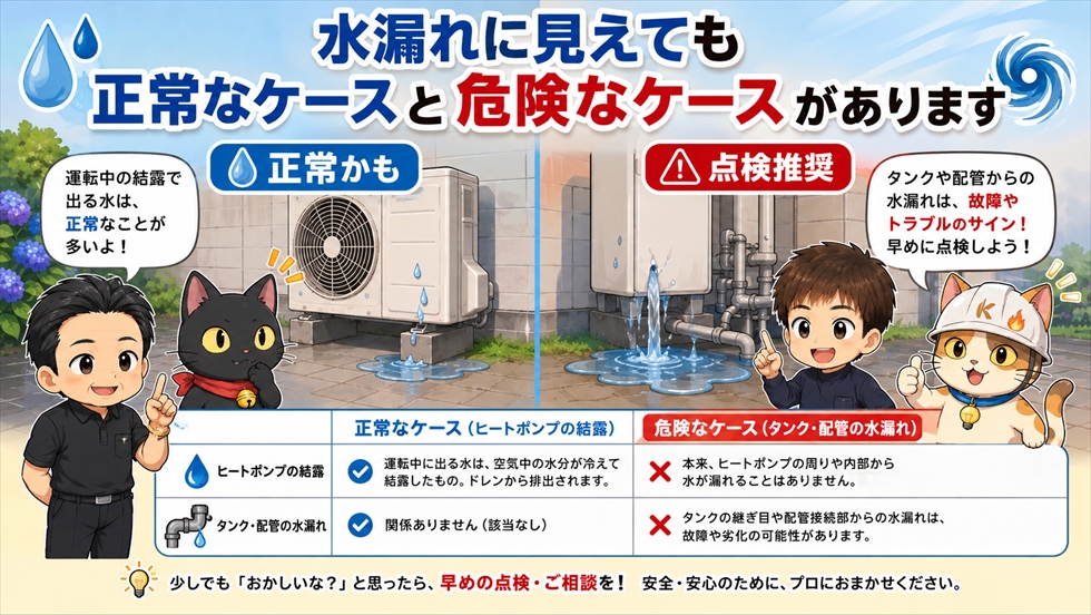 水漏れに見えても正常なケースと危険なケースがあります