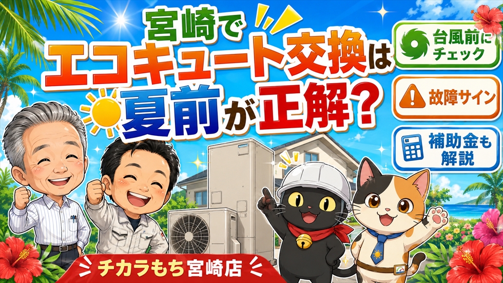 宮崎でエコキュート交換は夏前が正解？台風・故障・補助金終了前に動くべき家庭の特徴