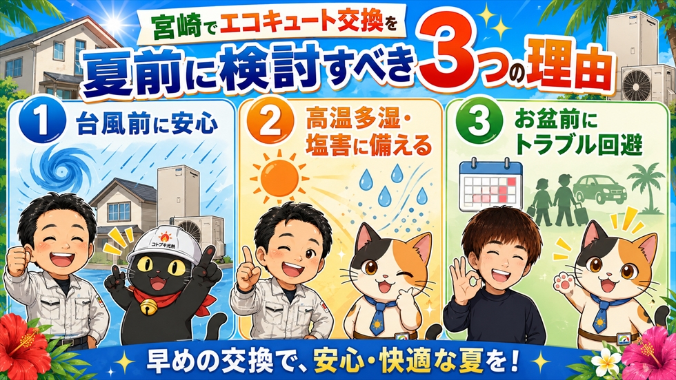 宮崎でエコキュート交換を夏前に検討すべき3つの理由