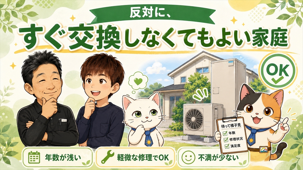 反対に、すぐ交換しなくてもよい家庭