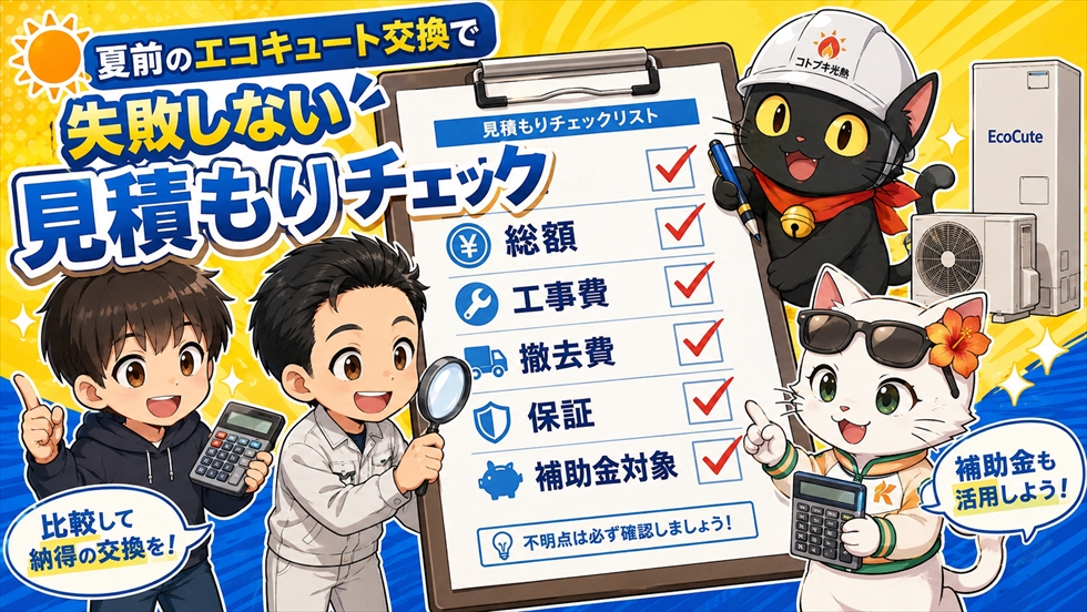 夏前のエコキュート交換で失敗しない見積もりチェック