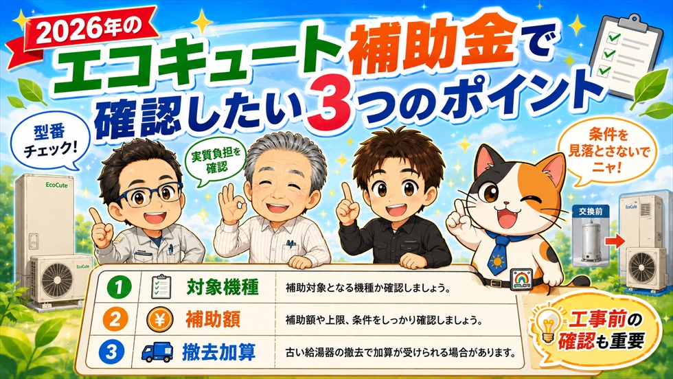 エコキュート補助金で確認したいポイント