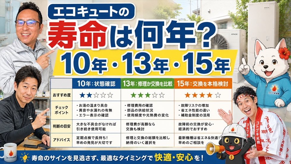 エコキュートの寿命は何年かの目安