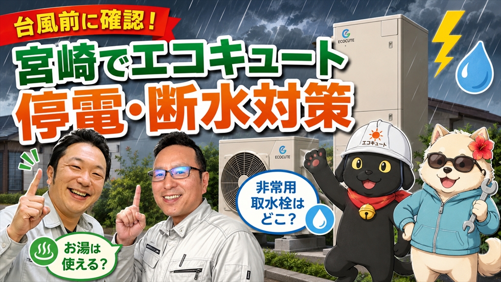 宮崎でエコキュートの停電・断水対策を台風前に確認するサムネイル画像