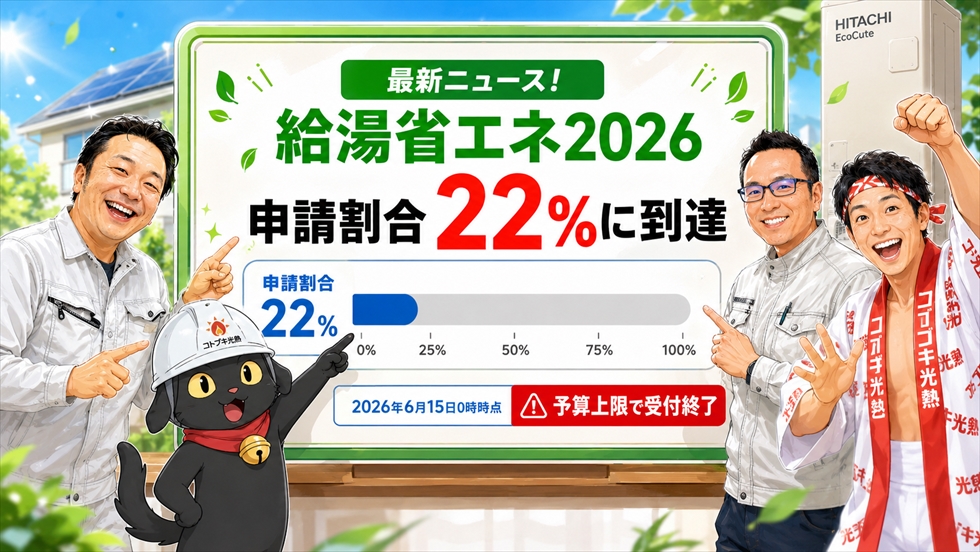 給湯省エネ2026 申請割合22%に到達 進捗報告