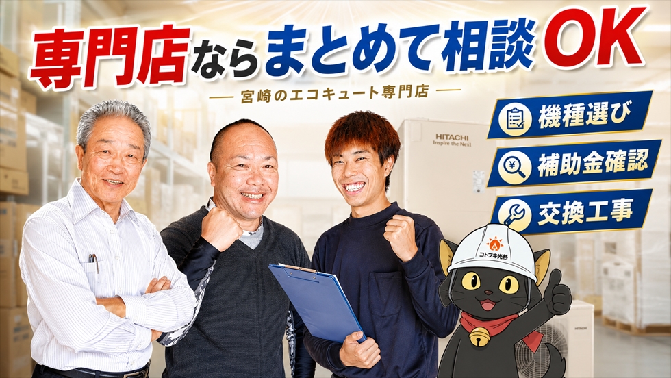 チカラもち宮崎店 エコキュート専門店ならまとめて相談OK