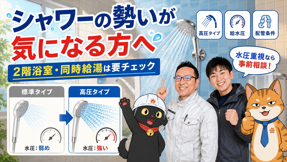 ガス給湯器からエコキュートへ交換するときの水圧注意点