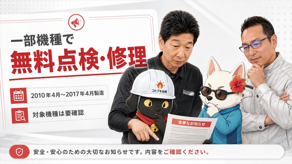 コロナの一部エコキュートで実施される無料点検・修理の案内