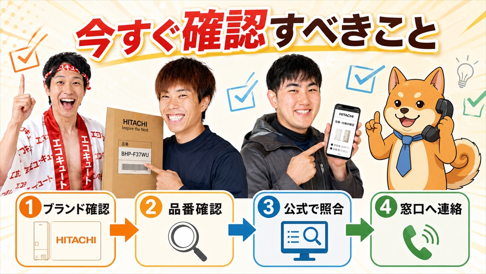エコキュートのブランドと品番を確認する4つの手順