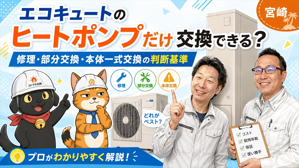 エコキュートのヒートポンプだけ交換できるかを解説する記事のサムネイル