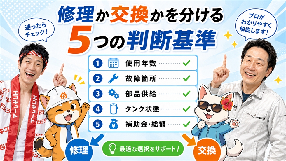 エコキュートを修理するか交換するかを分ける5つの判断基準