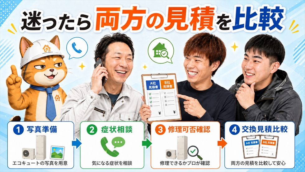宮崎でエコキュートの修理と交換の見積を比較する流れ