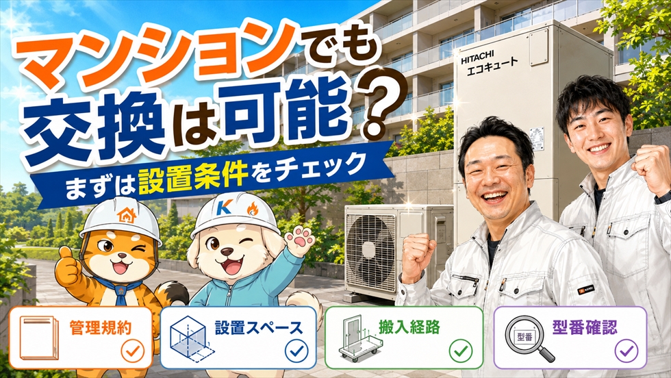 マンションでエコキュートを交換する際の確認項目