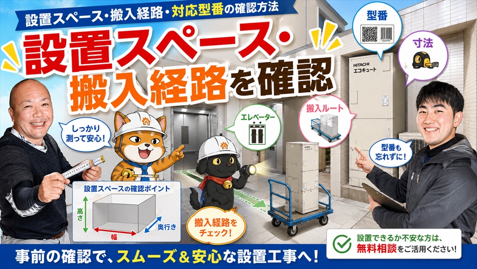 エコキュートの設置スペースと搬入経路を確認する方法