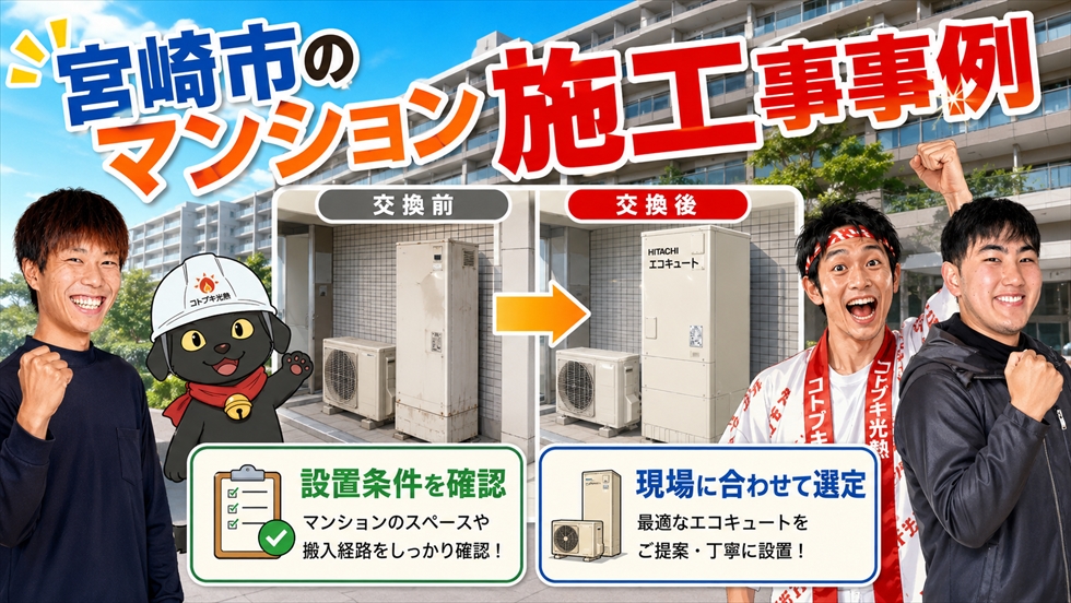 宮崎市のマンションでエコキュートを交換した施工事例